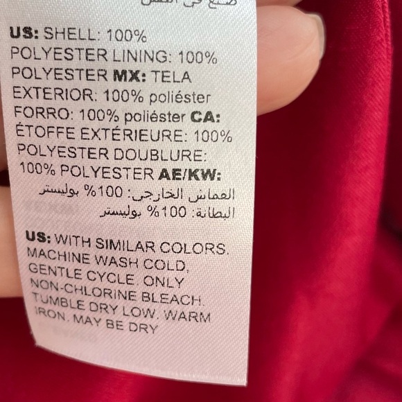 Chico's Newer Tag 3/4 Sleeve Pockets Deep Red Lined Taffeta Jacket Duster - Picture 4 of 10